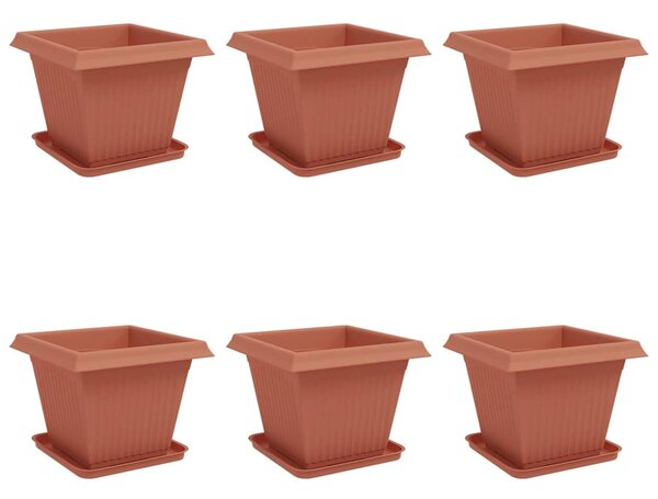 Květináče 6 pcs Cihlově červená 38 x 38 x 30 cm Plast