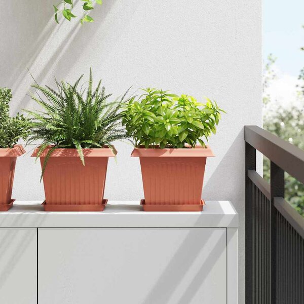 Květináče 24 pcs Cihlově červená 23 x 23 x 17,5 cm Plast