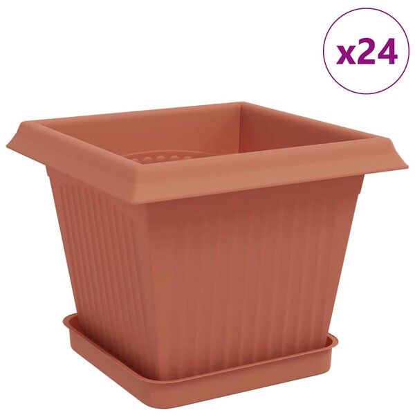 Květináče 24 pcs Cihlově červená 20 x 20 x 16 cm Plast