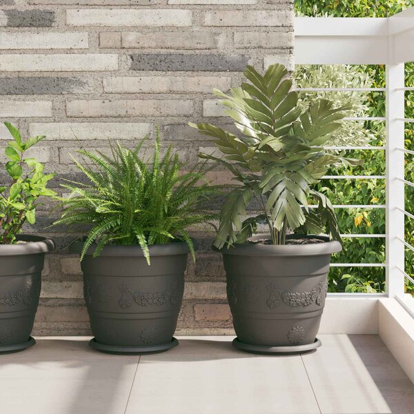 Květináče 6 ks Černá Ø 34 x 28 cm Plast 3403278