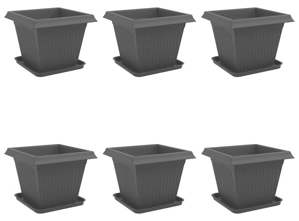Květináče 6 pcs Černá 38 x 38 x 30 cm Plast