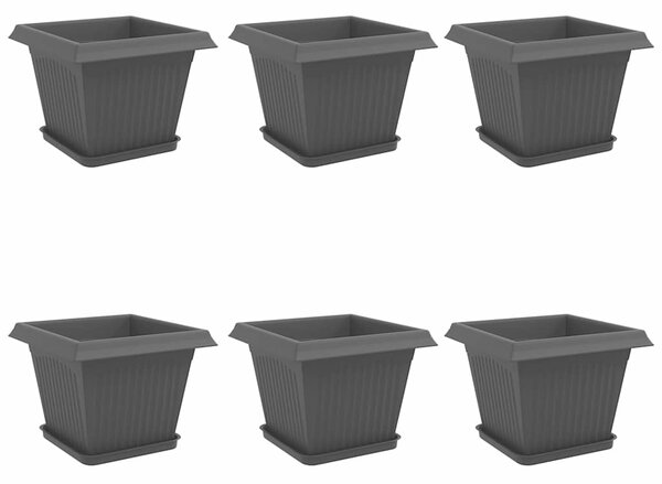 Květináče 6 pcs Černá 28,5 x 28,5 x 22 cm Plast