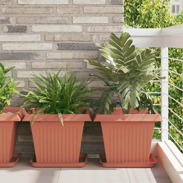 Čtvercový květináč 6 pcs Cihlově červená 43 x 43 x 33,5 cm