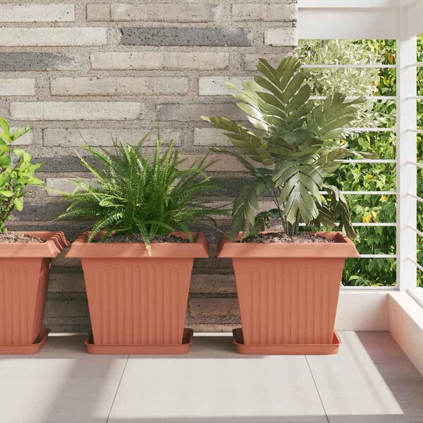 Květináče 6 pcs Cihlově červená 33 x 33 x 26 cm Plast