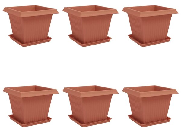 Květináče 6 ks Cihlově červená Plast 3403296