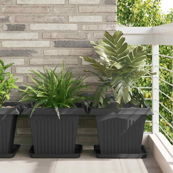 Květináče 6 pcs Černá 43 x 43 x 33,5 cm Plast