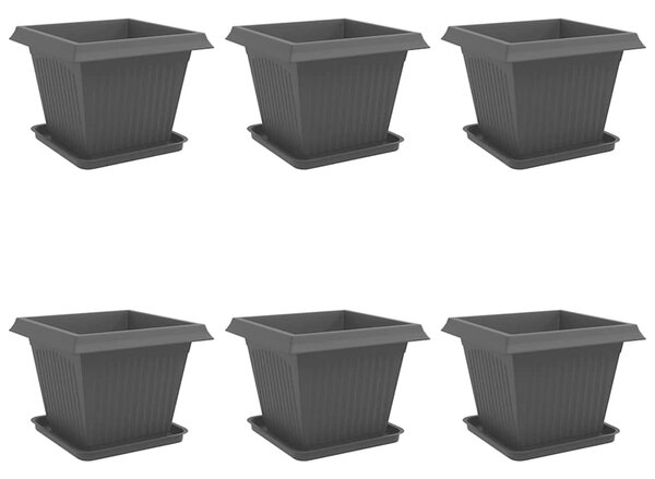 Květináče 6 pcs Černá 43 x 43 x 33,5 cm Plast