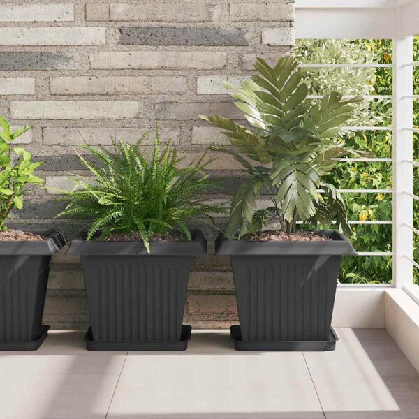Květináče 6 pcs Černá 33 x 33 x 26 cm Plast