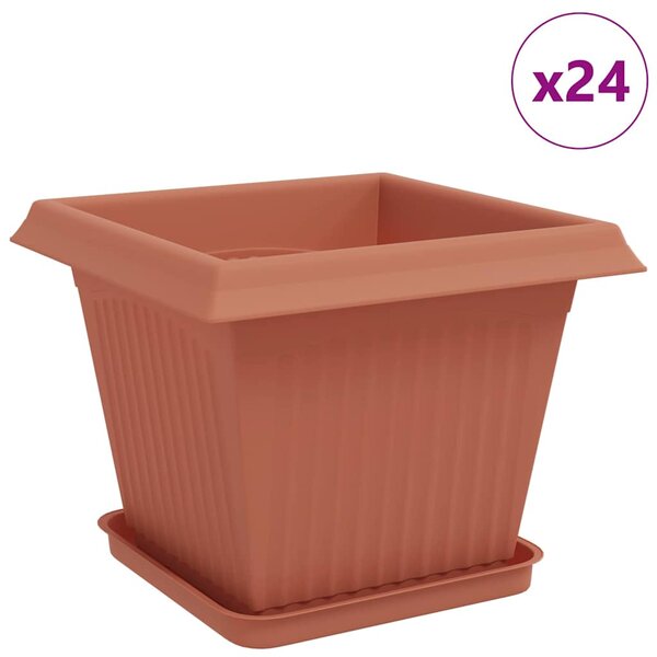 Květináče 24 ks Cihlově červená Plast