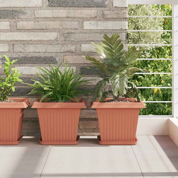 Čtvercový květináč 24 pcs Cihlově červená 28,5 x 28,5 x 22 cm