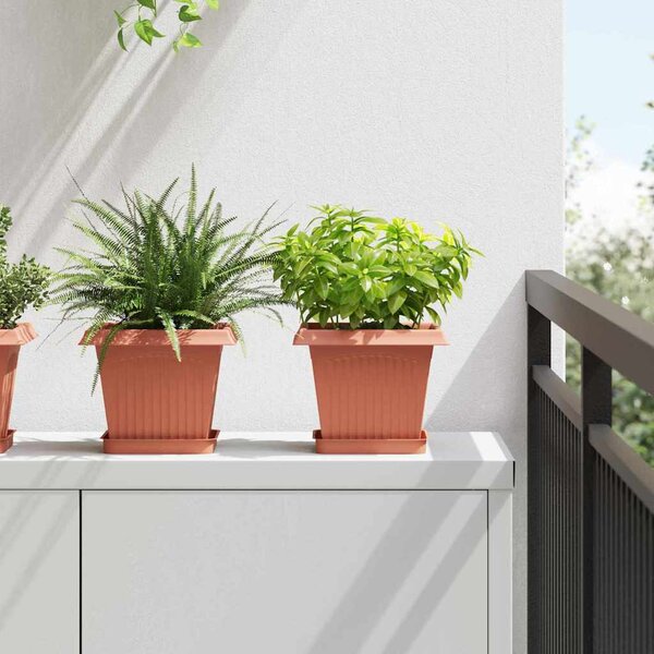 Květináče 24 pcs Cihlově červená 20 x 20 x 16 cm Plast