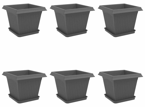 Květináče 6 pcs Černá 33 x 33 x 26 cm Plast