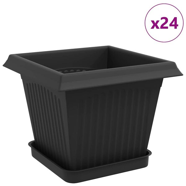 Květináče 24 pcs Černá 20 x 20 x 16 cm Plast