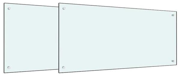 Kuchyňský obklad 2 pcs Bílá 100 x 50 cm tvrzené sklo