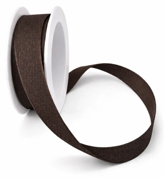 Stuha bavlněná CHANCE CHOCOLATE čokoládově hnědá 15mm x 3,5m (4,30 Kč/m)