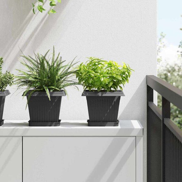 Květináče 24 pcs Černá 20 x 20 x 16 cm Plast