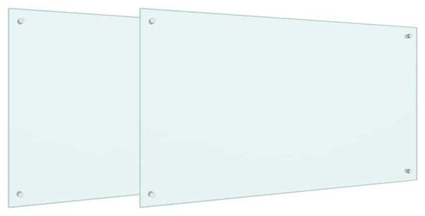Kuchyňský obklad 2 pcs Bílá 100 x 60 cm tvrzené sklo