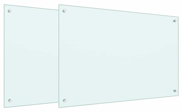 Kuchyňský obklad 2 pcs Bílá 90 x 60 cm tvrzené sklo