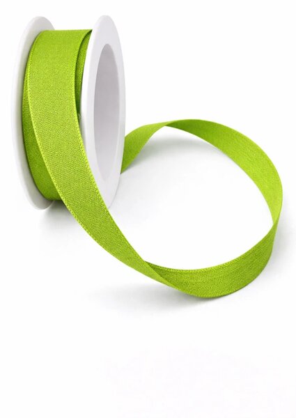 Stuha bavlněná CHANCE PEA GREEN hráškově zelená 15mm x 3,5m (4,30 Kč/m)