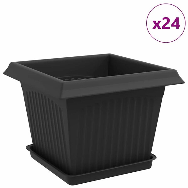 Květináče 24 pcs Černá 23 x 23 x 17,5 cm Plast