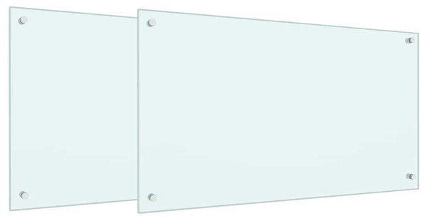 Kuchyňský obklad 2 pcs Bílá 90 x 50 cm tvrzené sklo