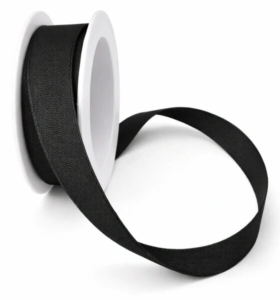 Stuha bavlněná CHANCE BLACK černá 15mm x 3,5m (4,30 Kč/m)