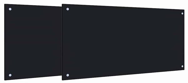Kuchyňský obklad 2 pcs Černá 100 x 50 cm tvrzené sklo