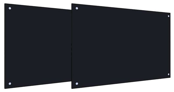 Kuchyňský obklad 2 pcs Černá 90 x 50 cm tvrzené sklo
