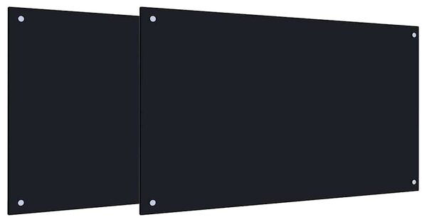 Kuchyňský obklad 2 pcs Černá 100 x 60 cm tvrzené sklo