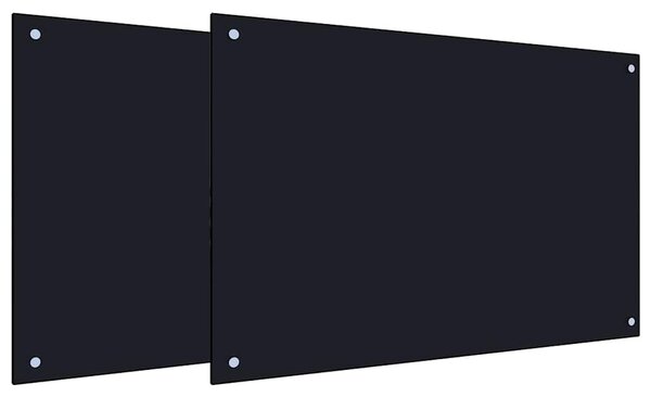 Kuchyňský obklad 2 pcs Černá 90 x 60 cm tvrzené sklo