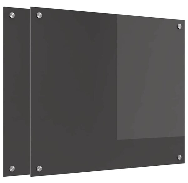 Kuchyňský obklad 2 pcs Tmavě šedá 70 x 60 cm tvrzené sklo