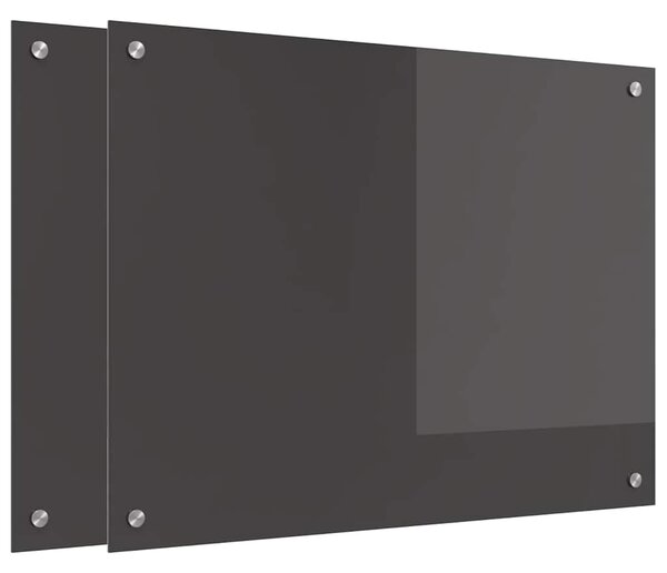 Kuchyňský obklad 2 pcs Tmavě šedá 80 x 60 cm tvrzené sklo