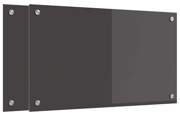 Kuchyňský obklad 2 pcs Tmavě šedá 70 x 40 cm tvrzené sklo