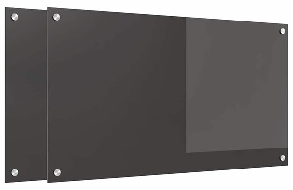 Kuchyňský obklad 2 pcs Tmavě šedá 90 x 50 cm tvrzené sklo