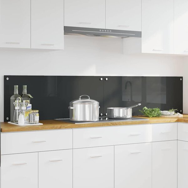 Kuchyňský obklad 2 pcs Tmavě šedá 100 x 40 cm tvrzené sklo