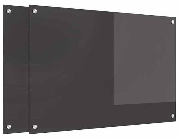 Kuchyňský obklad 2 pcs Tmavě šedá 90 x 60 cm tvrzené sklo