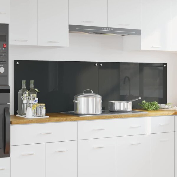 Kuchyňský obklad 2 pcs Tmavě šedá 90 x 50 cm tvrzené sklo