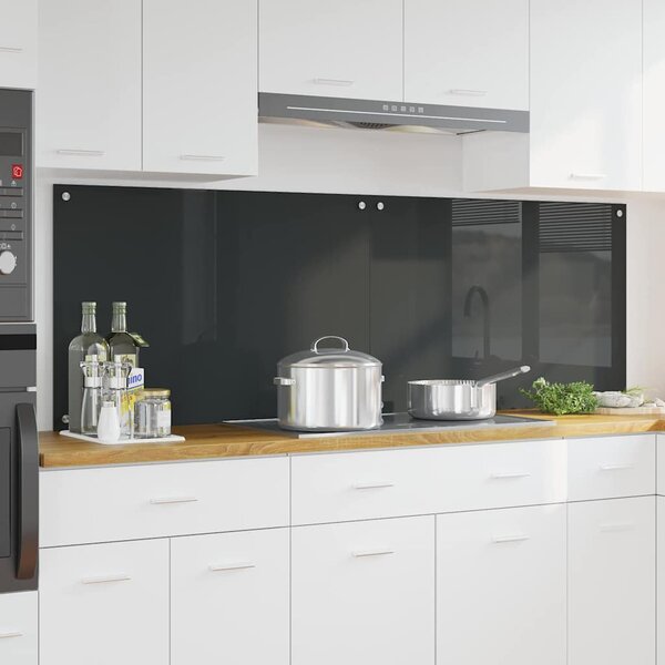 Kuchyňský obklad 2 pcs Tmavě šedá 90 x 60 cm tvrzené sklo