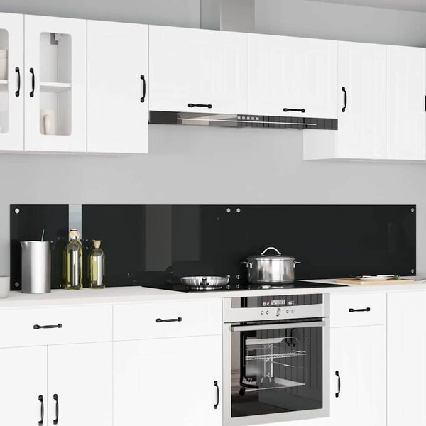 Kuchyňský obklad 2 pcs Černá 120 x 40 cm tvrzené sklo