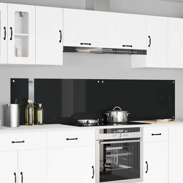 Kuchyňský obklad 2 pcs Černá 110 x 50 cm tvrzené sklo