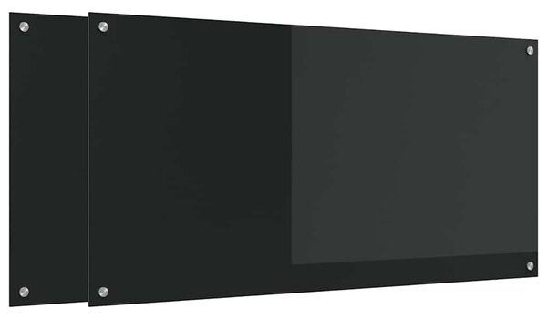 Kuchyňský obklad 2 pcs Černá 120 x 60 cm tvrzené sklo