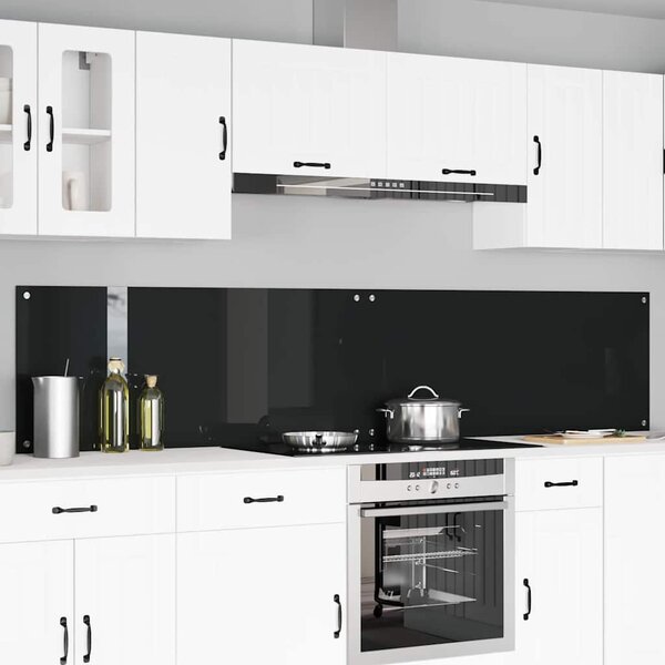 Kuchyňský obklad 2 pcs Černá 120 x 50 cm tvrzené sklo
