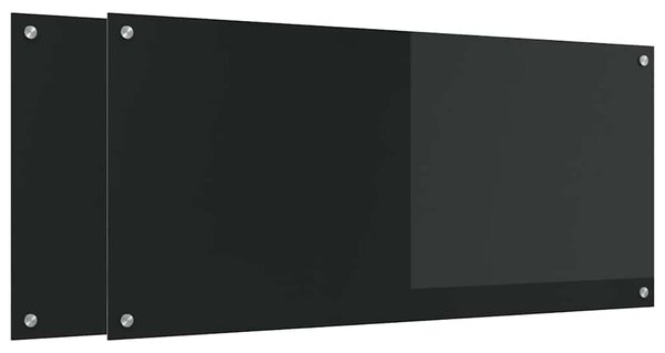 Kuchyňský obklad 2 pcs Černá 110 x 50 cm tvrzené sklo