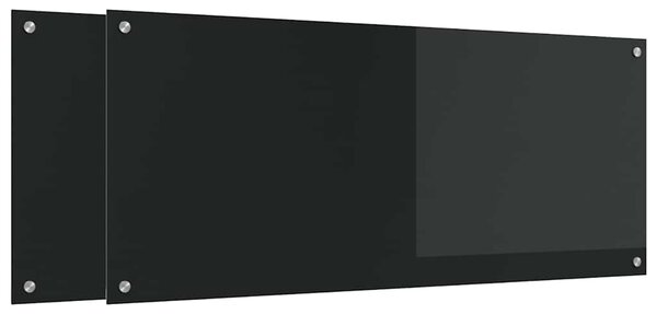 Kuchyňský obklad 2 pcs Černá 120 x 50 cm tvrzené sklo