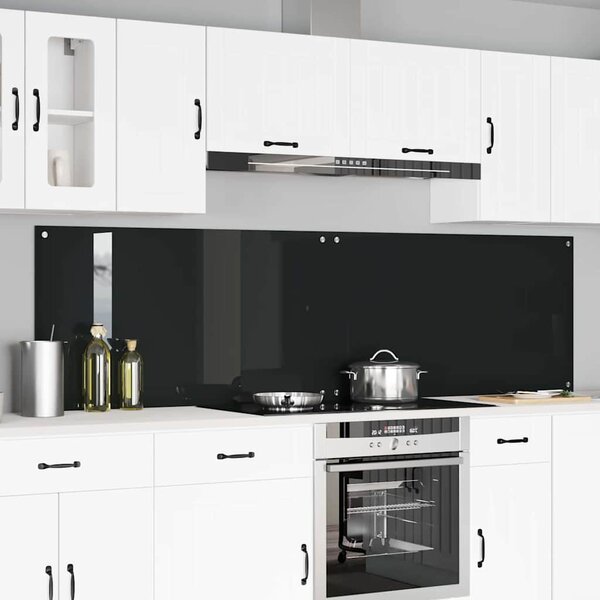 Kuchyňský obklad 2 pcs Černá 110 x 60 cm tvrzené sklo