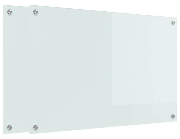 Kuchyňský obklad 2 pcs Bílá 90 x 60 cm tvrzené sklo