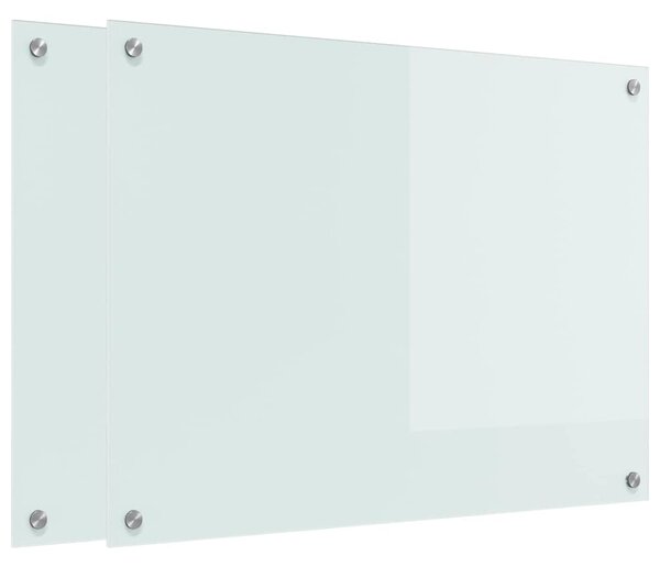 Kuchyňský obklad 2 pcs Bílá 80 x 60 cm tvrzené sklo