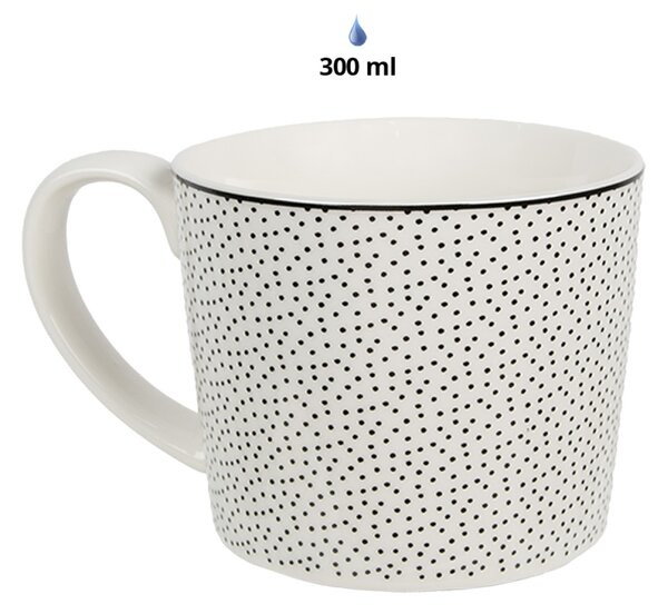 Bílý keramický hrnek s černými puntíky a nápisem Lovely day – 275 ml