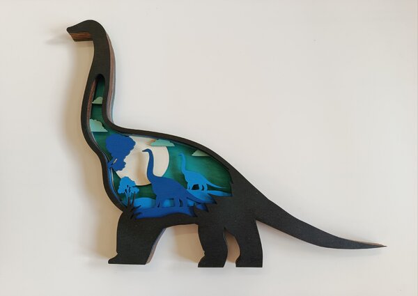 Z rodinné dílny Svítící dinosaurus na zeď - dekorace do dětského pokoje