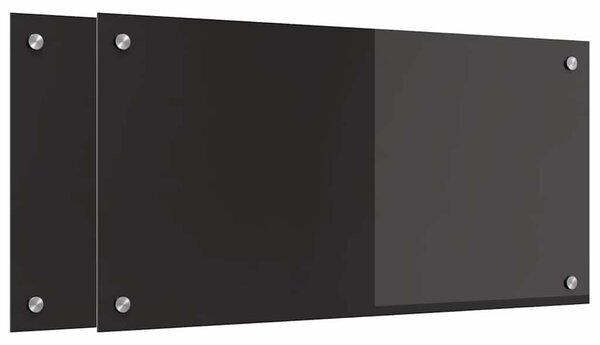 Kuchyňský obklad 2 pcs Černá 80 x 40 cm tvrzené sklo